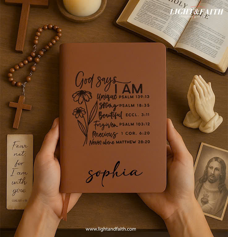 Personalized Christian Journal with Inspirational Bible Verses, Bible Journal Notebook, Religious Gift, First Communion Gifts, Pastor Gifts, Retirement, Birthday. NBLAF01